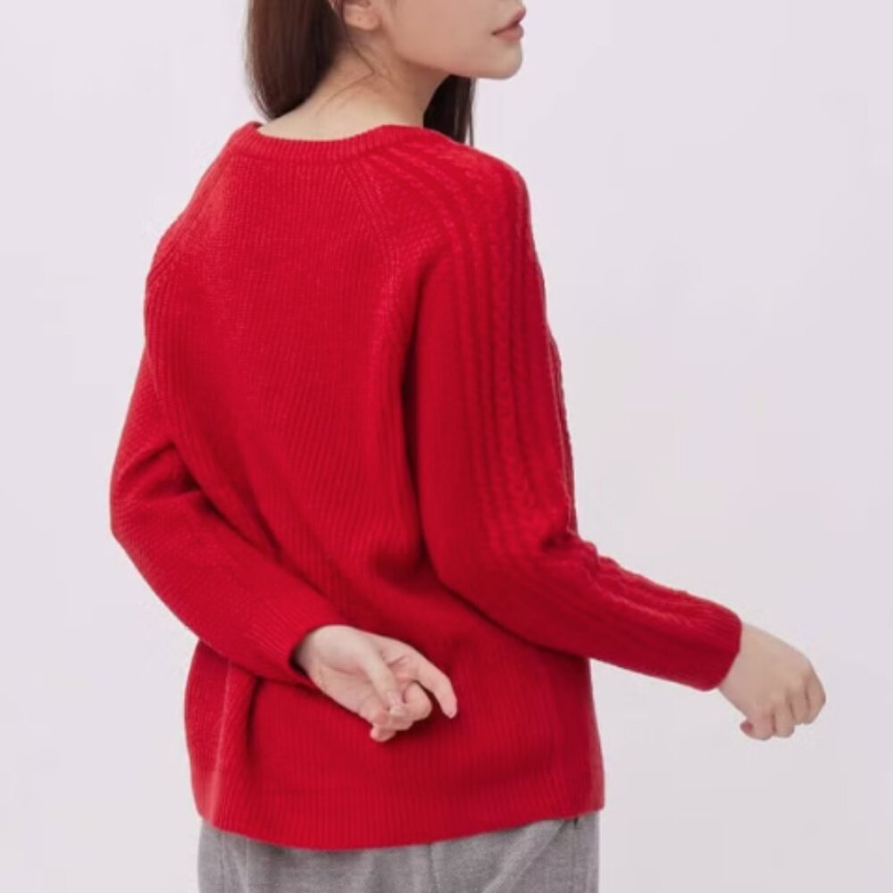 Daily Drills Red Oversized Cable Sweater SZ XXL NWT